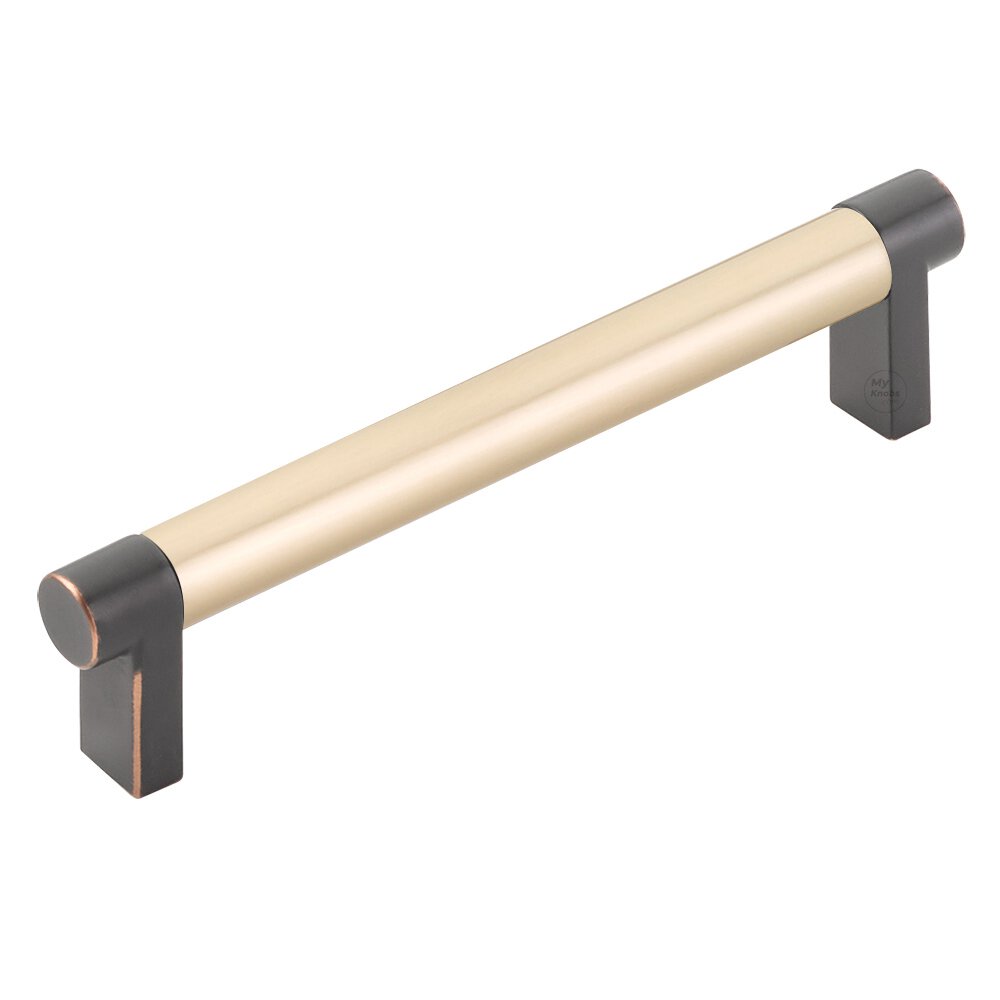5" Centers Rectangular Stem in Oil Rubbed Bronze And Smooth Bar in Satin Brass