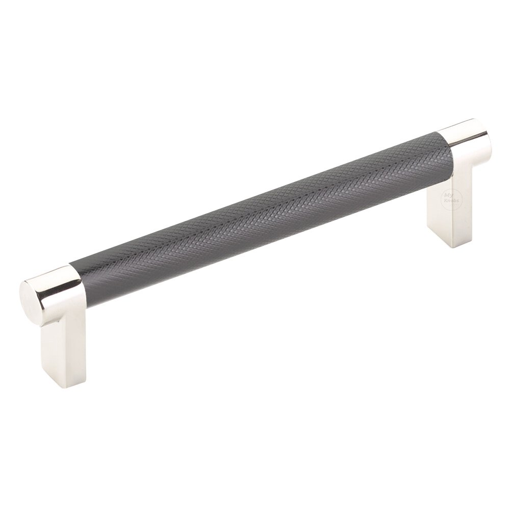 5" Centers Rectangular Stem in Polished Nickel And Knurled Bar in Oil Rubbed Bronze