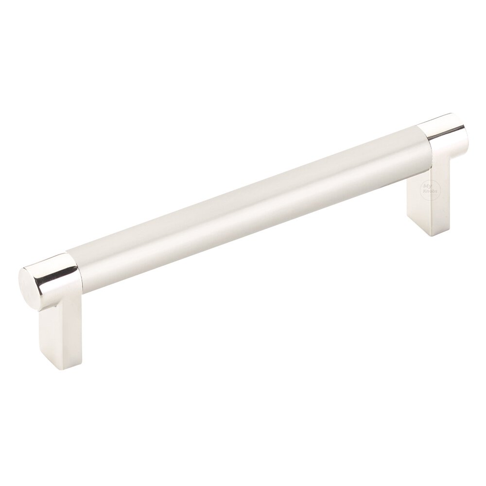 5" Centers Rectangular Stem in Polished Nickel And Smooth Bar in Satin Nickel