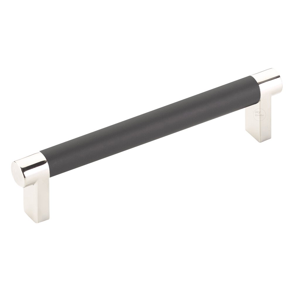 5" Centers Rectangular Stem in Polished Nickel And Smooth Bar in Flat Black