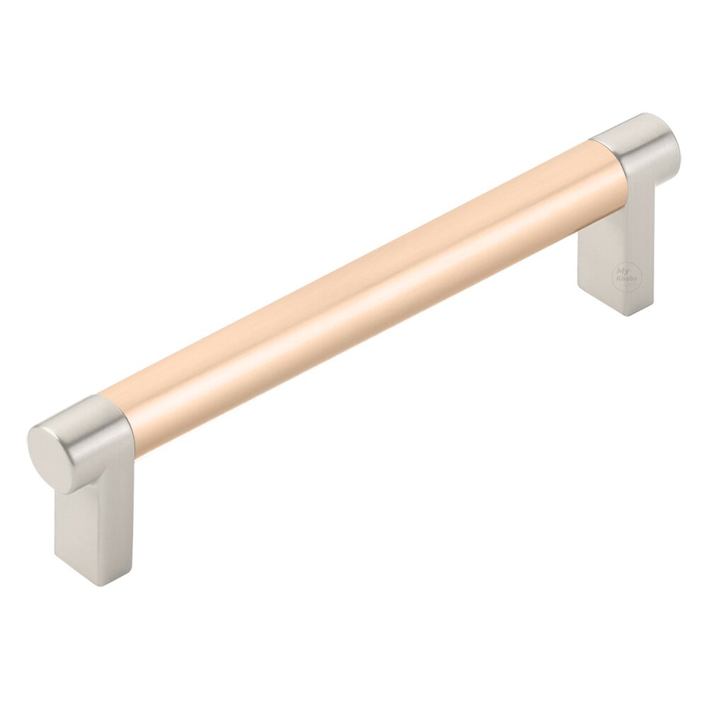 5" Centers Rectangular Stem in Satin Nickel And Smooth Bar in Satin Copper