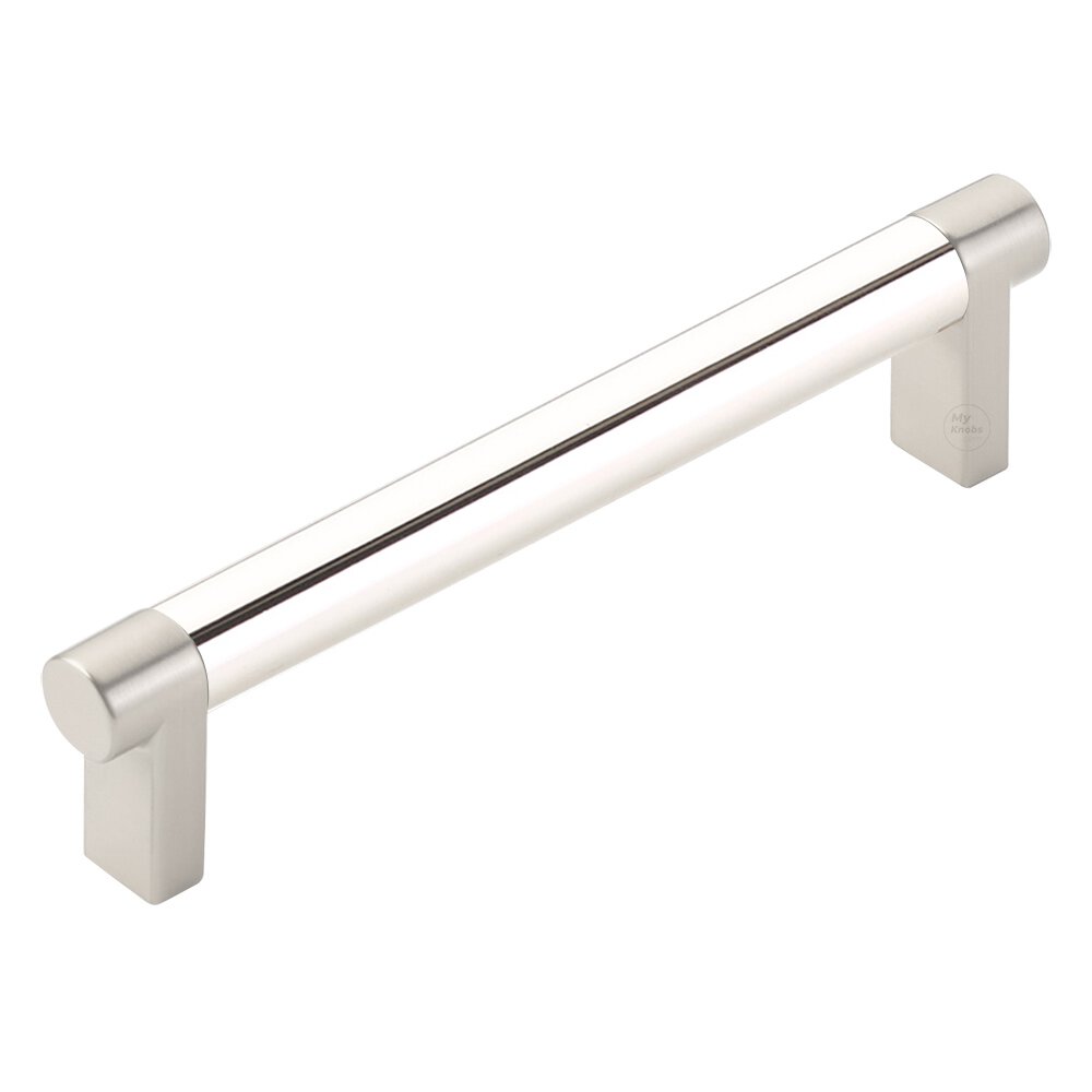 5" Centers Rectangular Stem in Satin Nickel And Smooth Bar in Polished Nickel