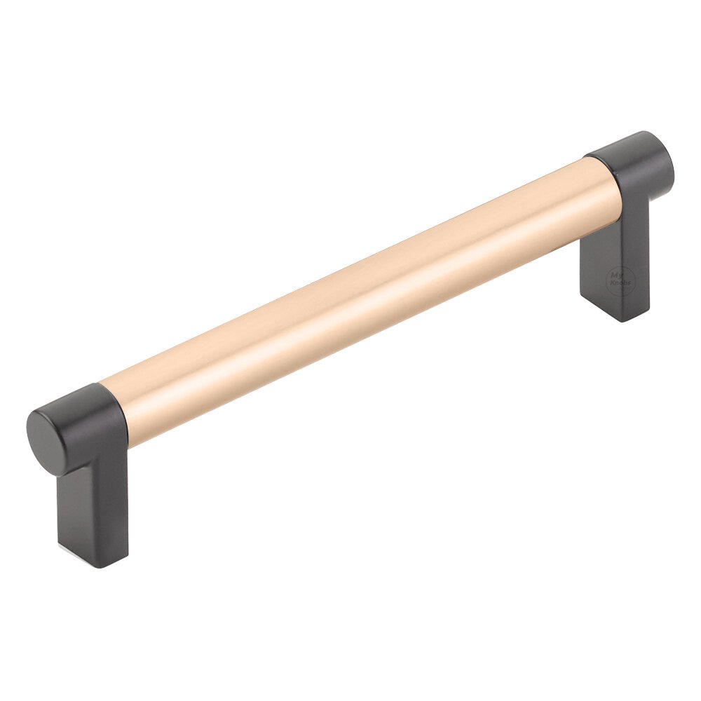 5" Centers Rectangular Stem in Flat Black And Smooth Bar in Satin Copper