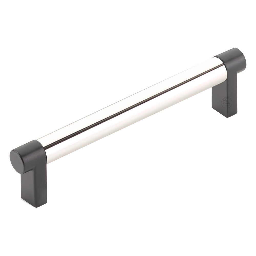 5" Centers Rectangular Stem in Flat Black And Smooth Bar in Polished Nickel
