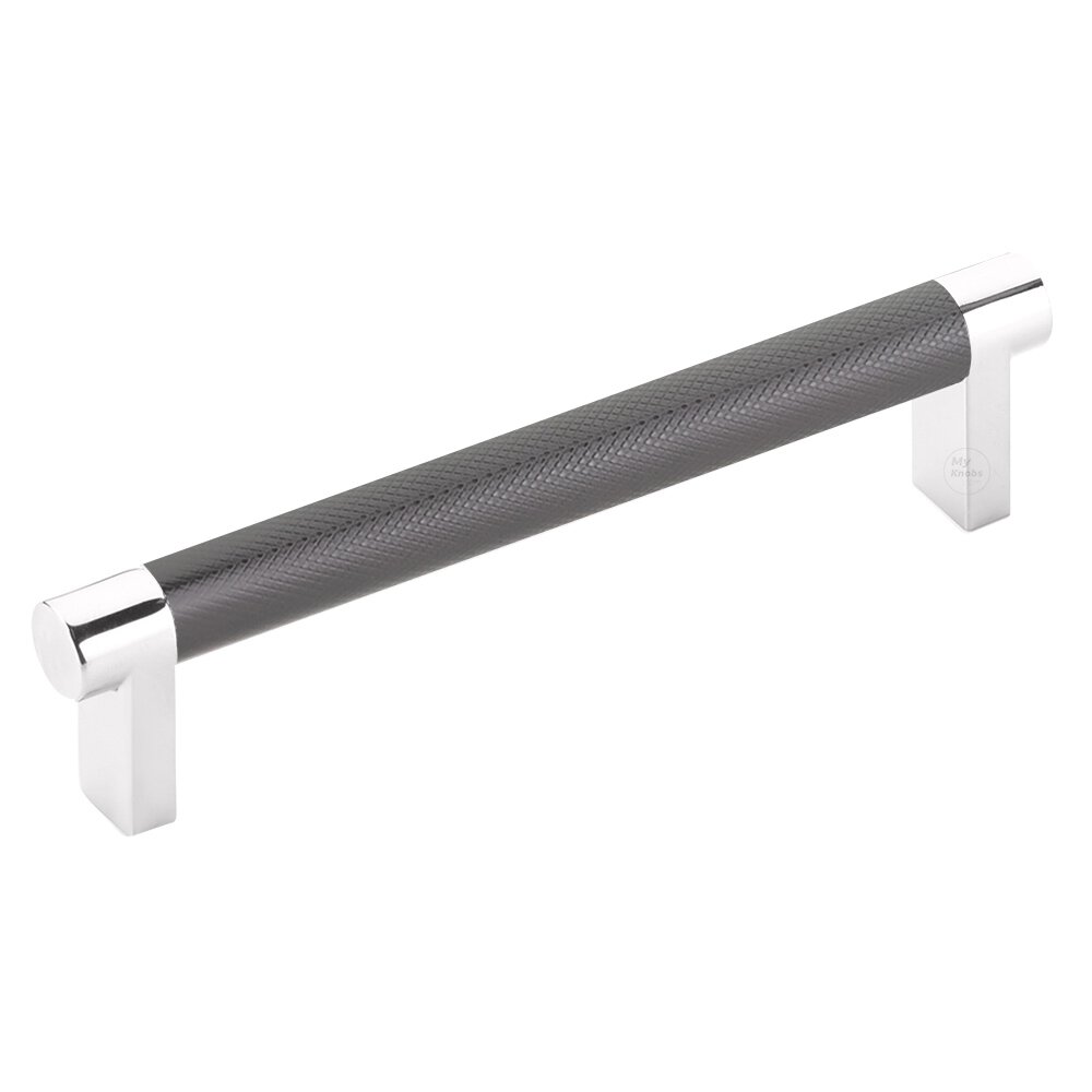 5" Centers Rectangular Stem in Polished Chrome And Knurled Bar in Oil Rubbed Bronze
