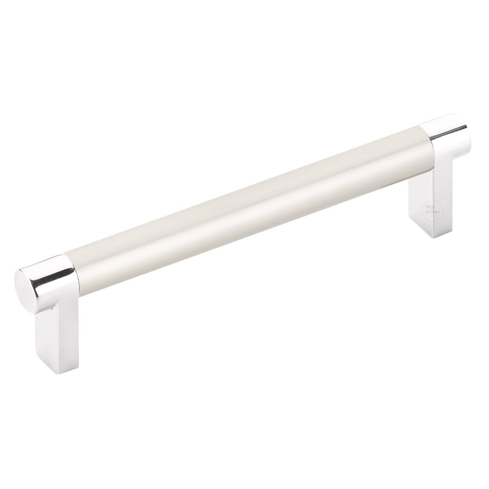 5" Centers Rectangular Stem in Polished Chrome And Smooth Bar in Satin Nickel