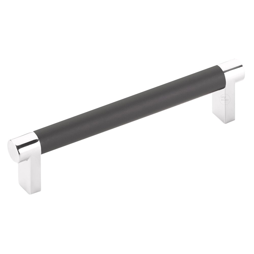 5" Centers Rectangular Stem in Polished Chrome And Smooth Bar in Flat Black