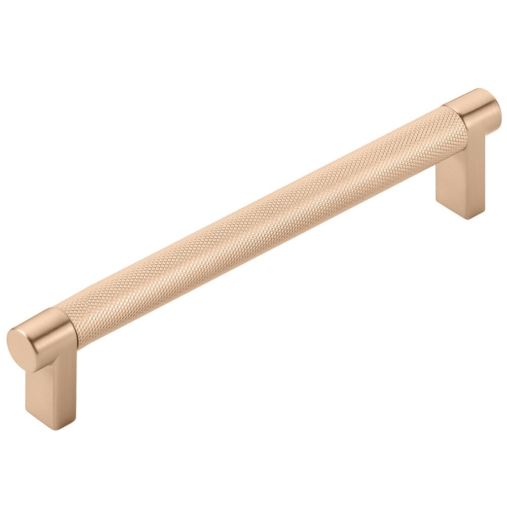 6" Centers Rectangular Stem in Satin Copper And Knurled Bar in Satin Copper