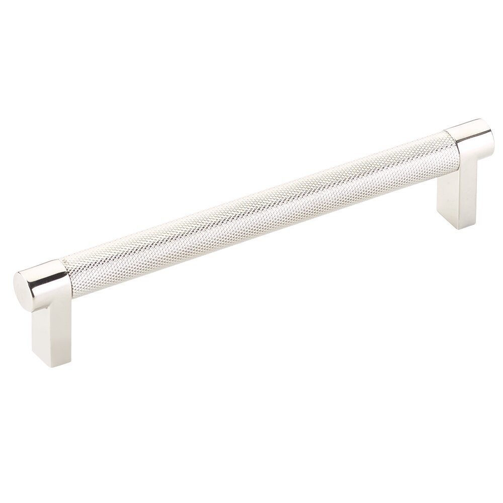6" Centers Rectangular Stem in Polished Nickel And Knurled Bar in Polished Nickel