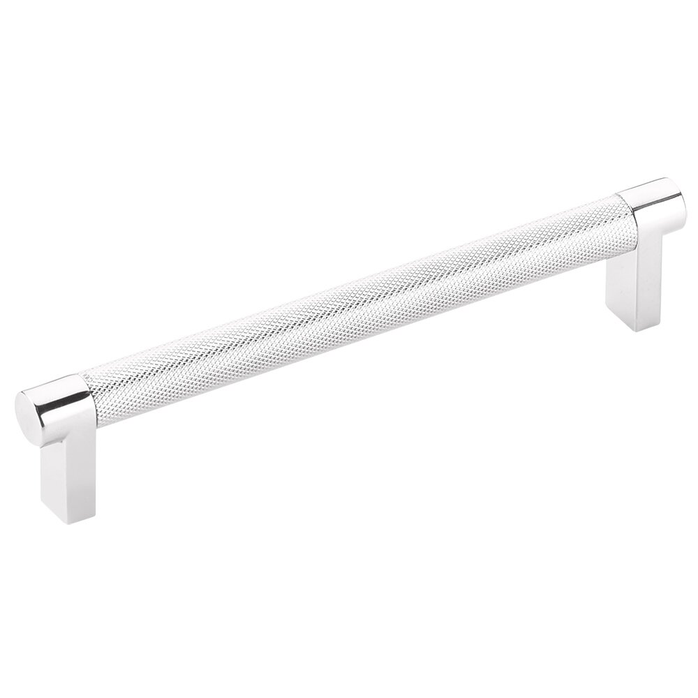 6" Centers Rectangular Stem in Polished Chrome And Knurled Bar in Polished Chrome