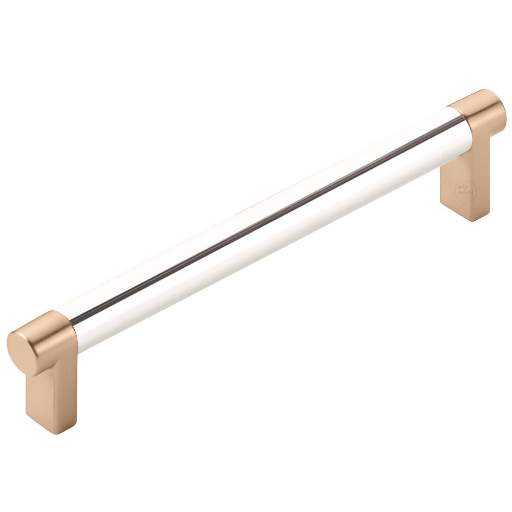 6" Centers Rectangular Stem in Satin Copper And Smooth Bar in Polished Nickel