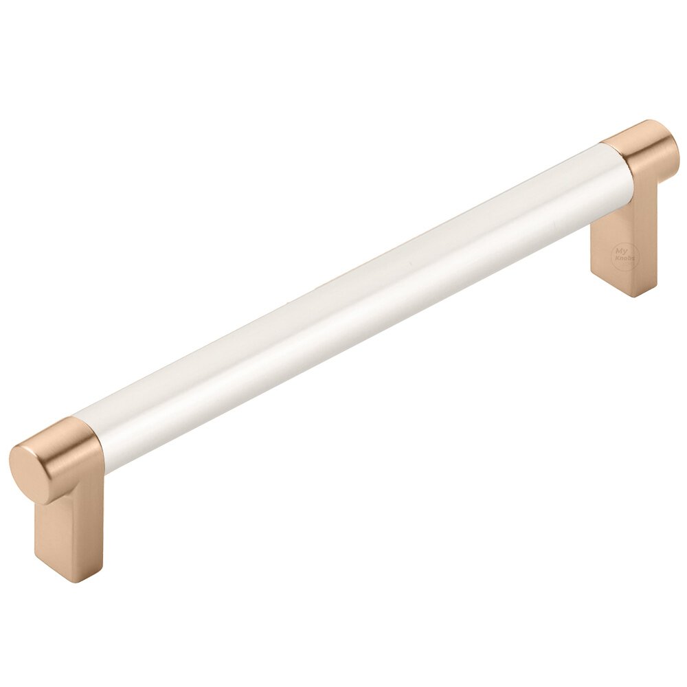 6" Centers Rectangular Stem in Satin Copper And Smooth Bar in Satin Nickel