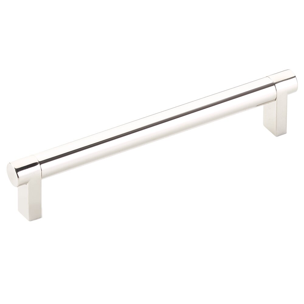 6" Centers Rectangular Stem in Polished Nickel And Smooth Bar in Polished Nickel