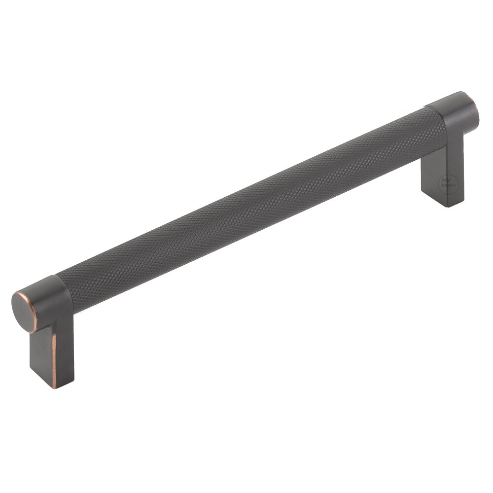 6" Centers Rectangular Stem in Oil Rubbed Bronze And Knurled Bar in Flat Black