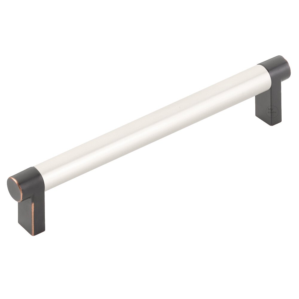 6" Centers Rectangular Stem in Oil Rubbed Bronze And Smooth Bar in Satin Nickel