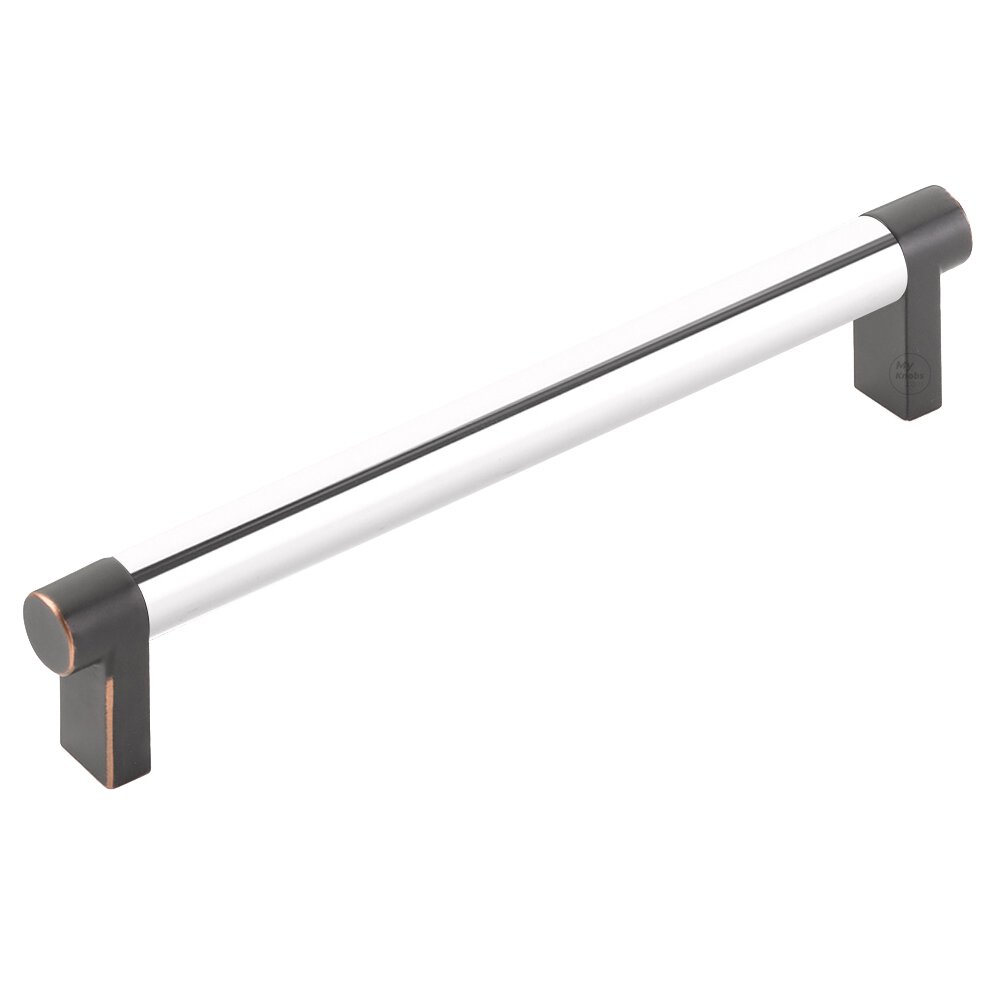 6" Centers Rectangular Stem in Oil Rubbed Bronze And Smooth Bar in Polished Chrome