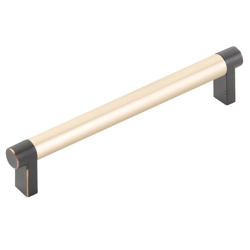 6" Centers Rectangular Stem in Oil Rubbed Bronze And Smooth Bar in Satin Brass
