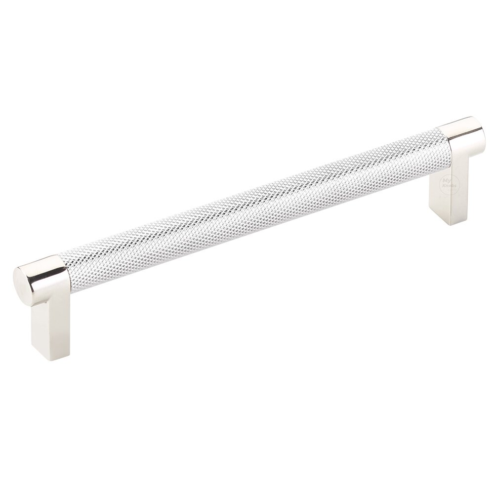6" Centers Rectangular Stem in Polished Nickel And Knurled Bar in Polished Chrome