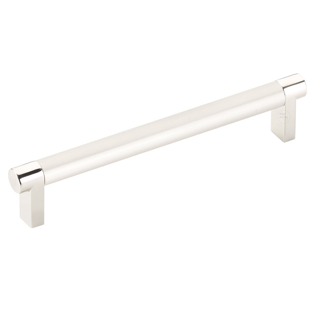 6" Centers Rectangular Stem in Polished Nickel And Smooth Bar in Satin Nickel