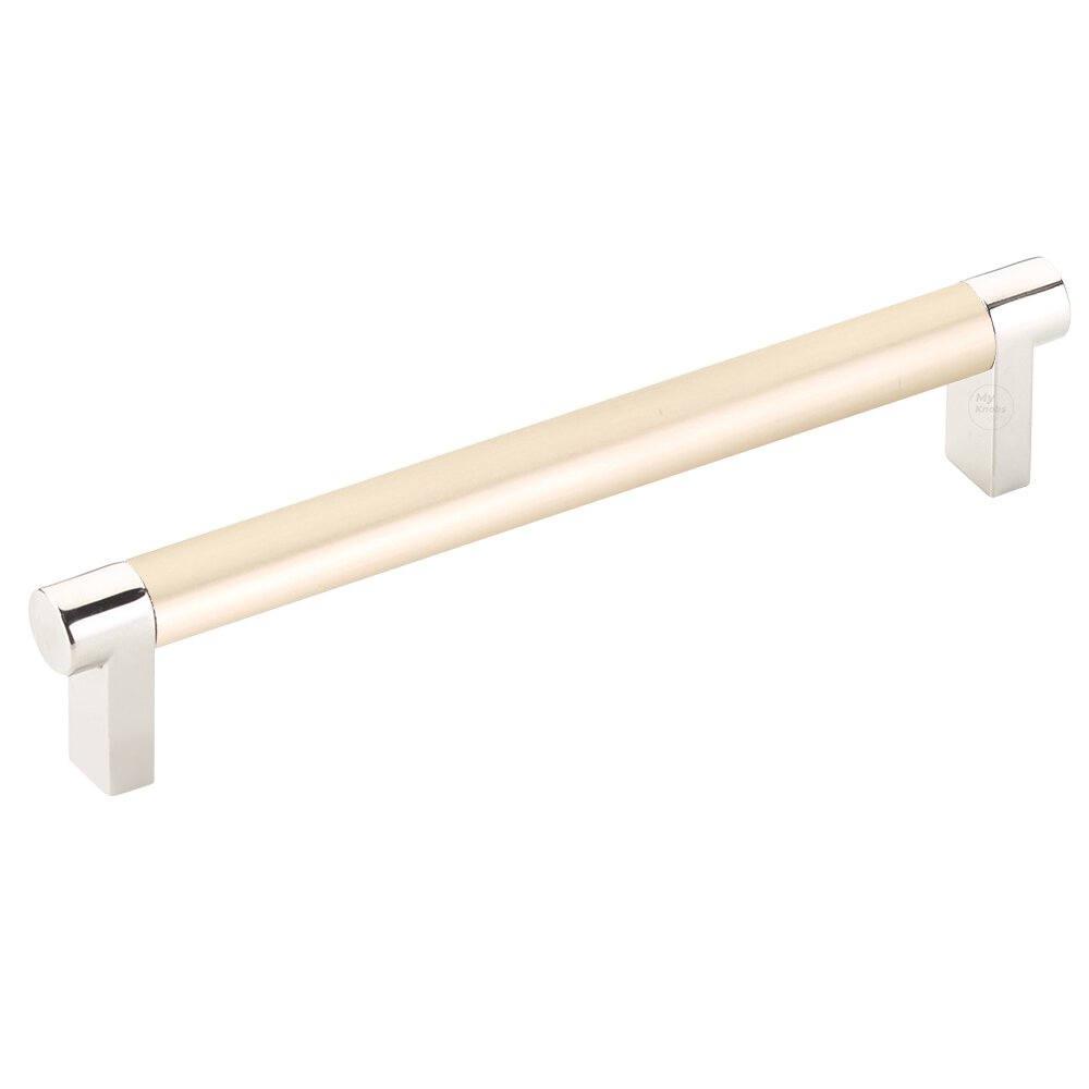 6" Centers Rectangular Stem in Polished Nickel And Smooth Bar in Satin Brass