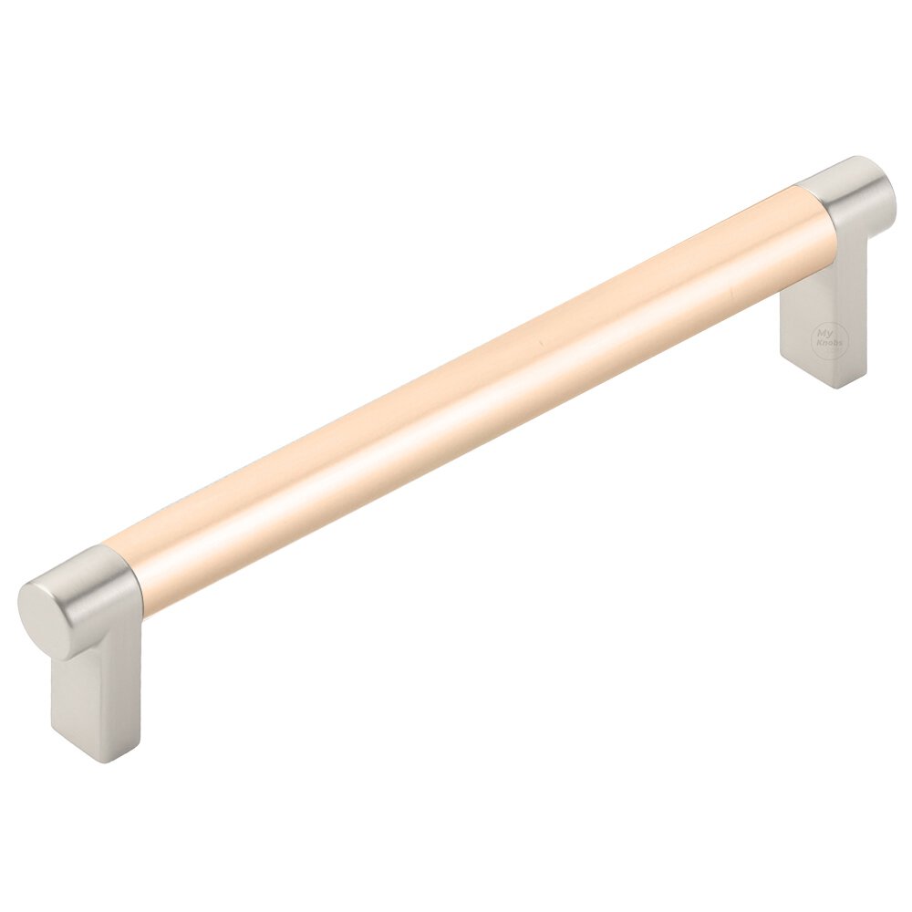 6" Centers Rectangular Stem in Satin Nickel And Smooth Bar in Satin Copper