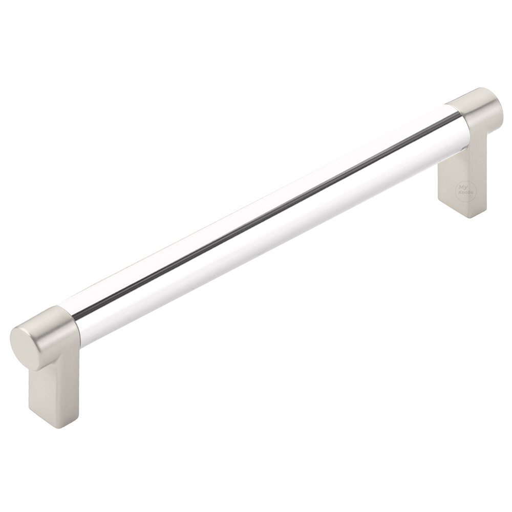 6" Centers Rectangular Stem in Satin Nickel And Smooth Bar in Polished Chrome
