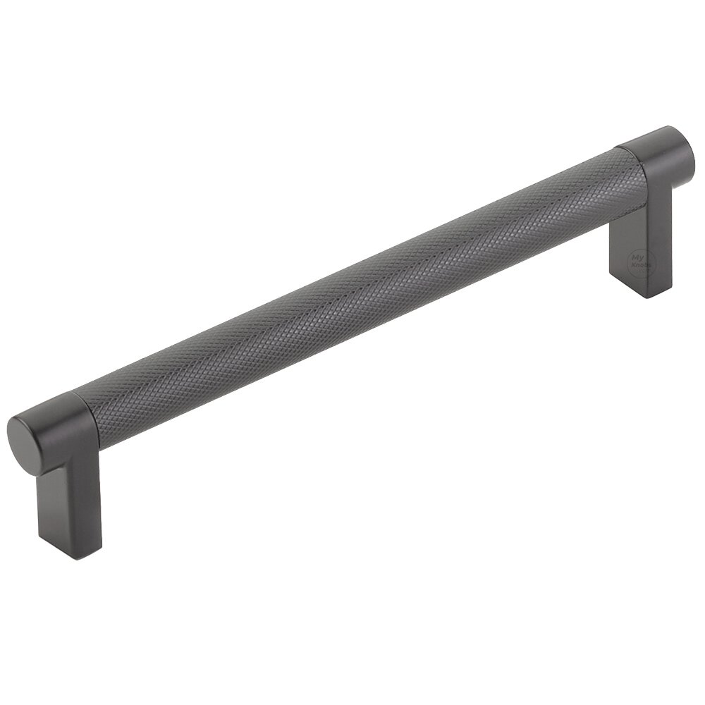 6" Centers Rectangular Stem in Flat Black And Knurled Bar in Oil Rubbed Bronze