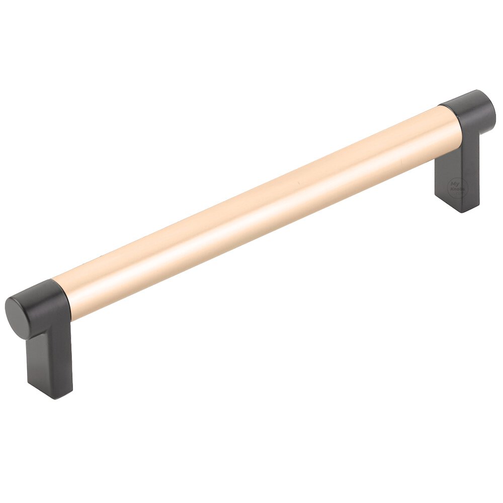 6" Centers Rectangular Stem in Flat Black And Smooth Bar in Satin Copper