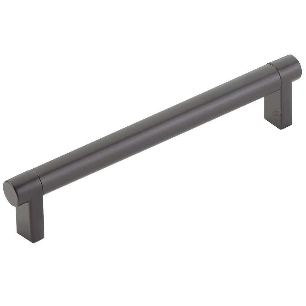 6" Centers Rectangular Stem in Flat Black And Smooth Bar in Oil Rubbed Bronze