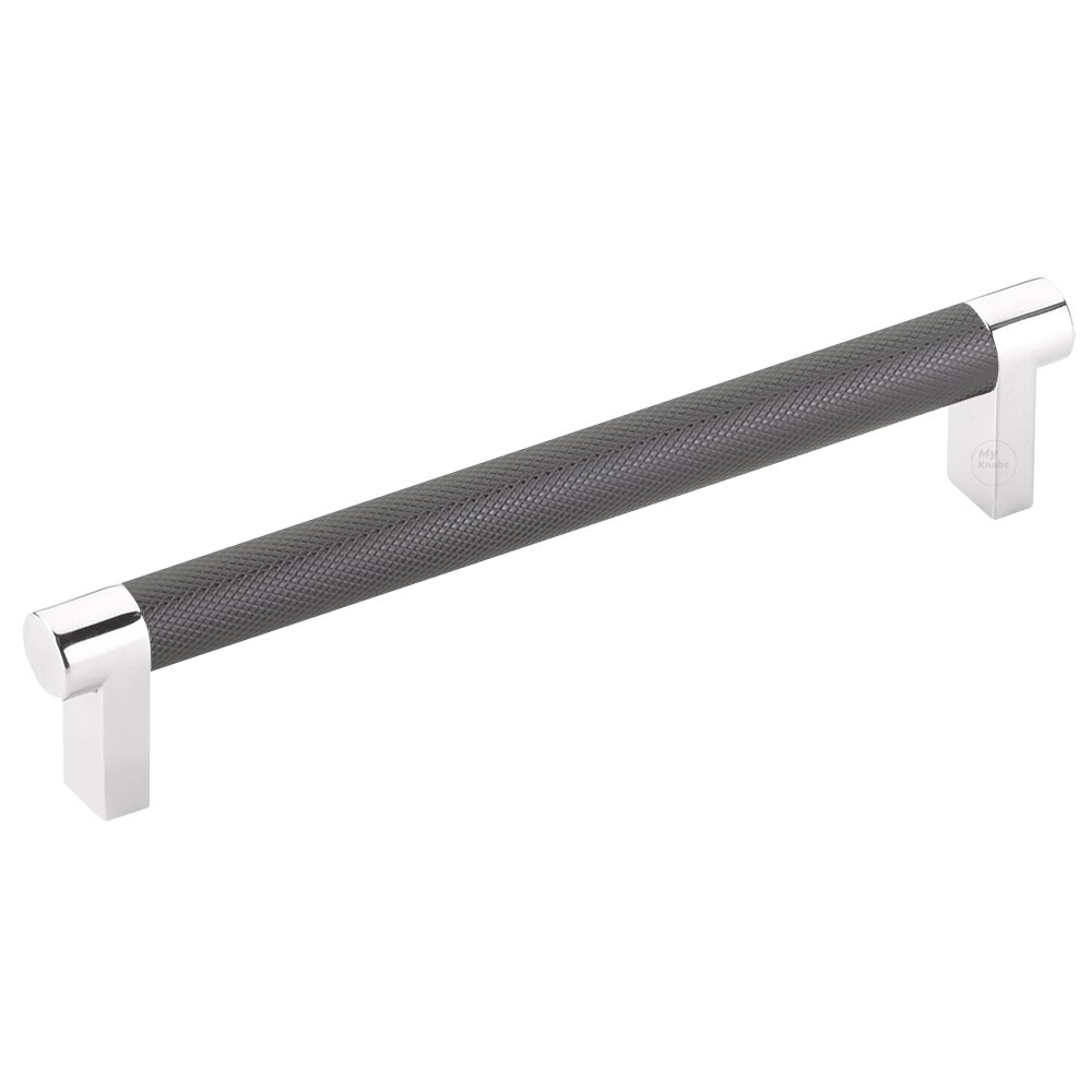6" Centers Rectangular Stem in Polished Chrome And Knurled Bar in Oil Rubbed Bronze
