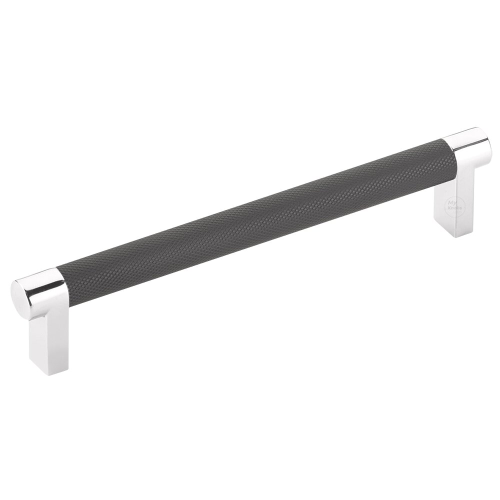 6" Centers Rectangular Stem in Polished Chrome And Knurled Bar in Flat Black