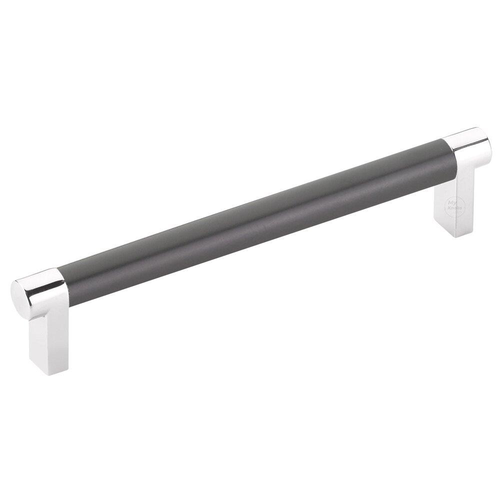 6" Centers Rectangular Stem in Polished Chrome And Smooth Bar in Oil Rubbed Bronze
