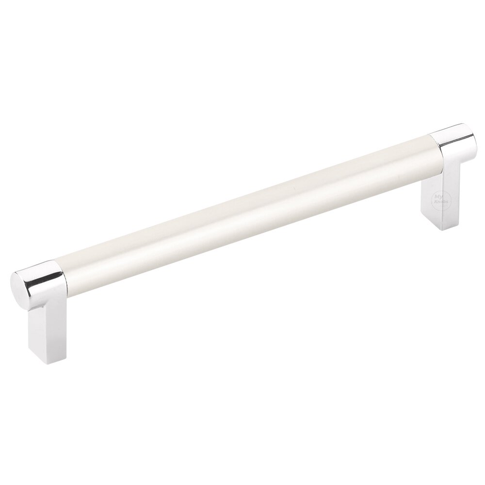 6" Centers Rectangular Stem in Polished Chrome And Smooth Bar in Satin Nickel