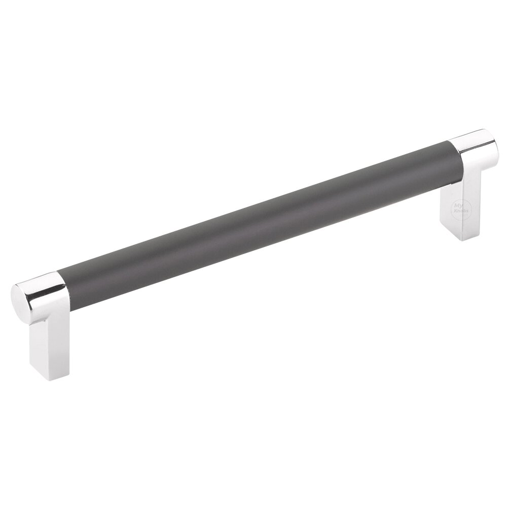 6" Centers Rectangular Stem in Polished Chrome And Smooth Bar in Flat Black
