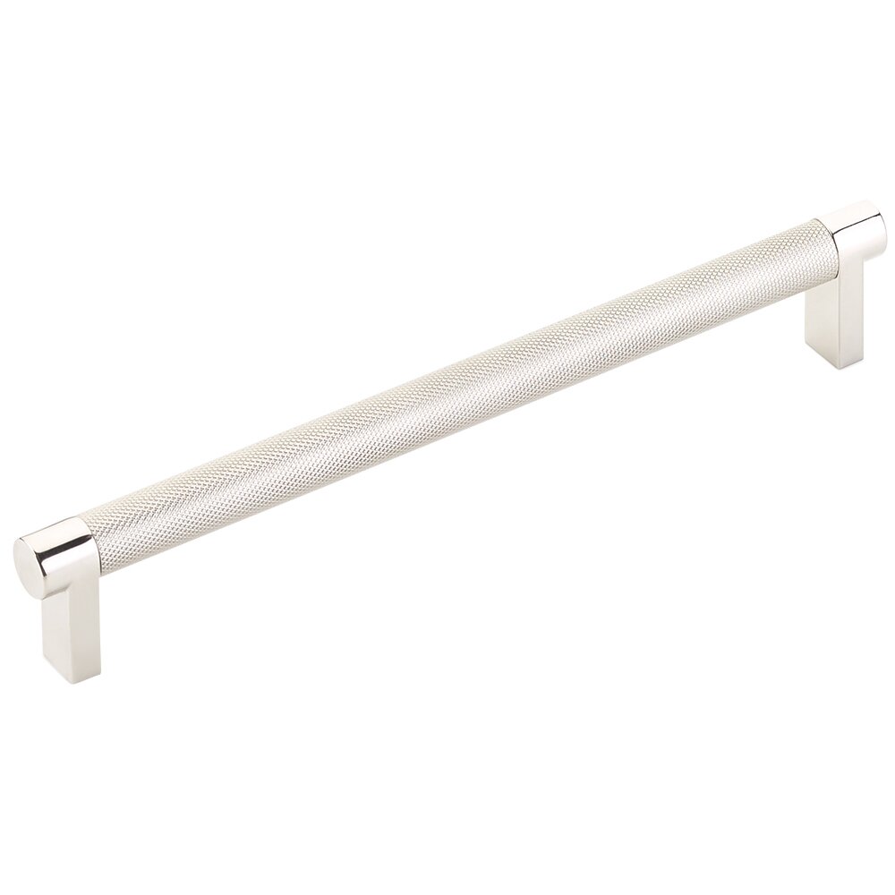 8" Centers Rectangular Stem in Polished Nickel And Knurled Bar in Polished Nickel