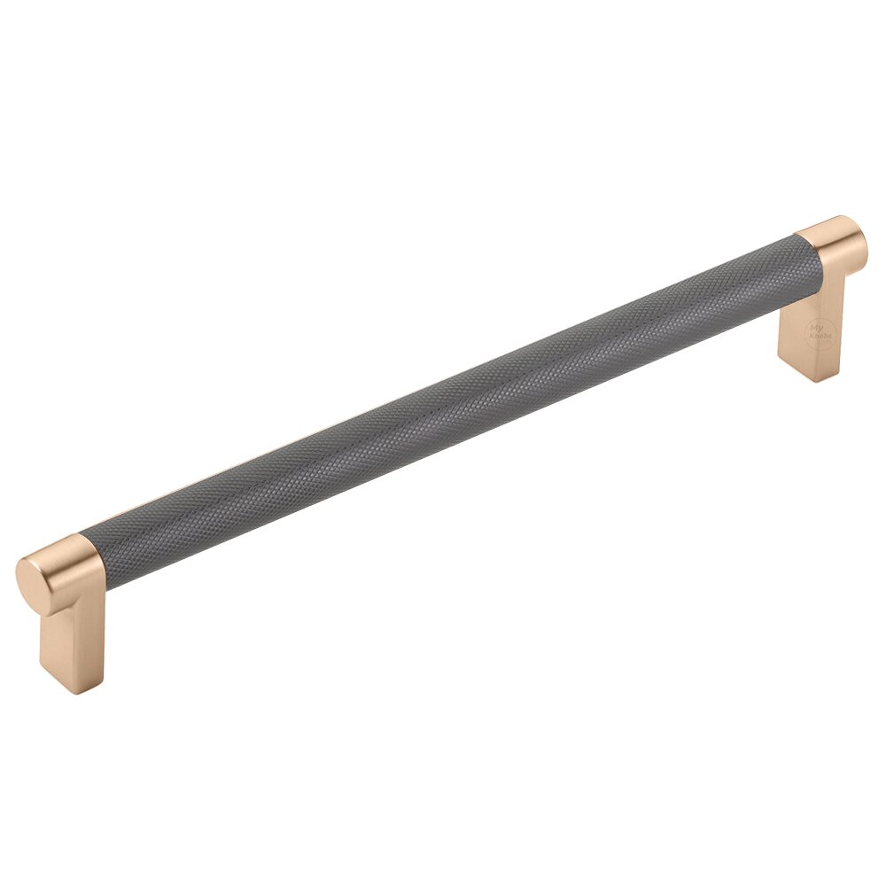 8" Centers Rectangular Stem in Satin Copper And Knurled Bar in Oil Rubbed Bronze