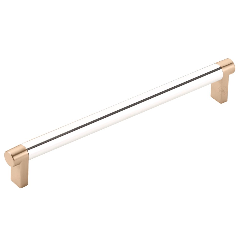 8" Centers Rectangular Stem in Satin Copper And Smooth Bar in Polished Nickel
