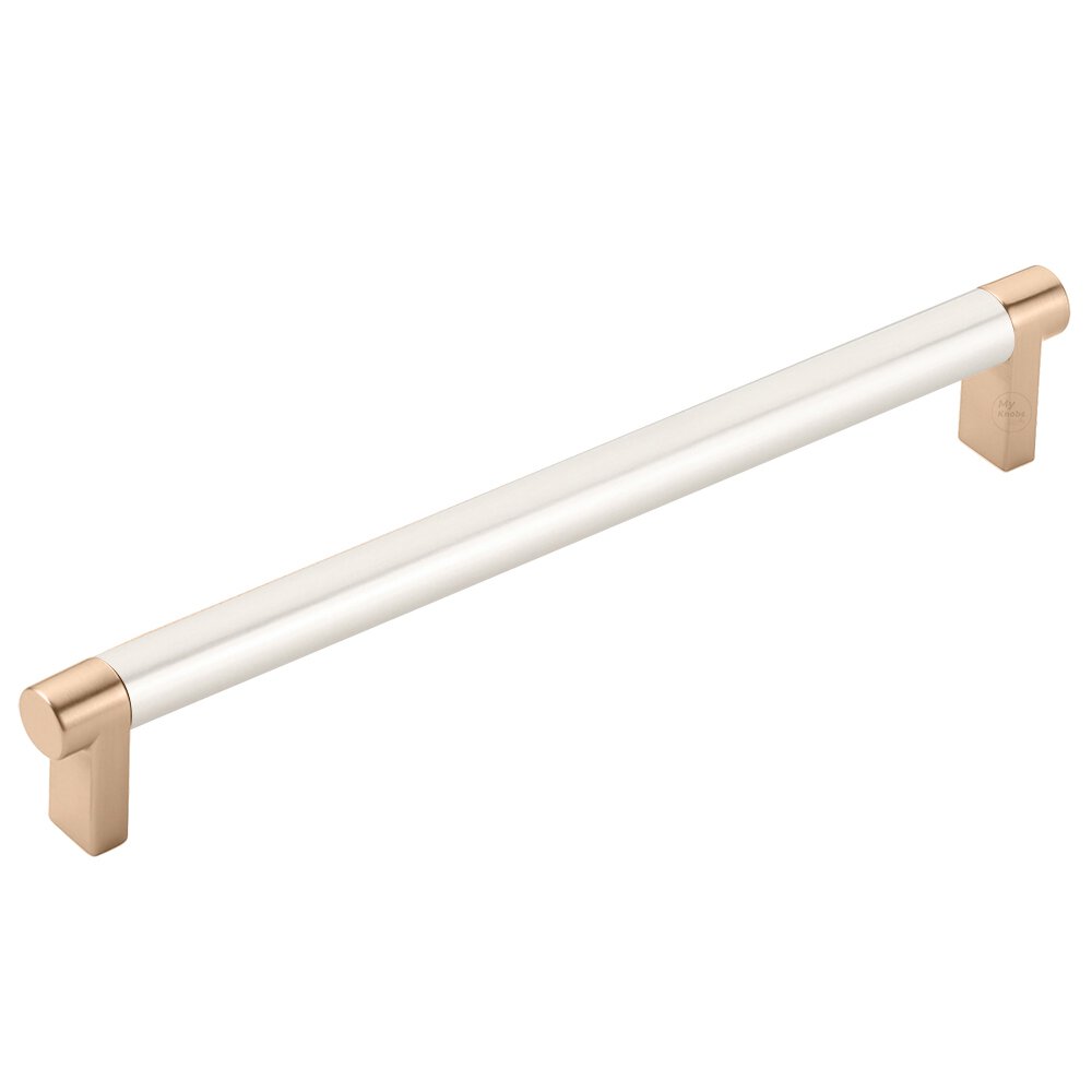 8" Centers Rectangular Stem in Satin Copper And Smooth Bar in Satin Nickel