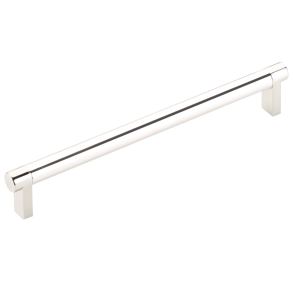 8" Centers Rectangular Stem in Polished Nickel And Smooth Bar in Polished Nickel