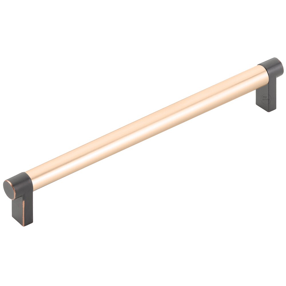 8" Centers Rectangular Stem in Oil Rubbed Bronze And Smooth Bar in Satin Copper