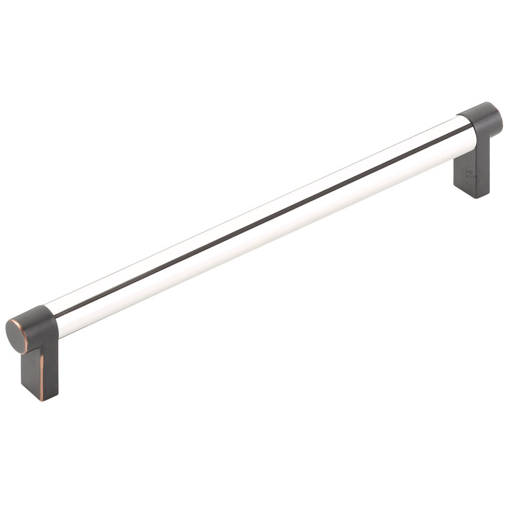 8" Centers Rectangular Stem in Oil Rubbed Bronze And Smooth Bar in Polished Nickel