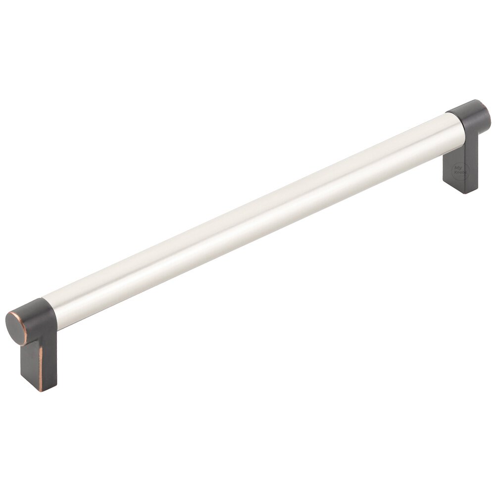 8" Centers Rectangular Stem in Oil Rubbed Bronze And Smooth Bar in Satin Nickel