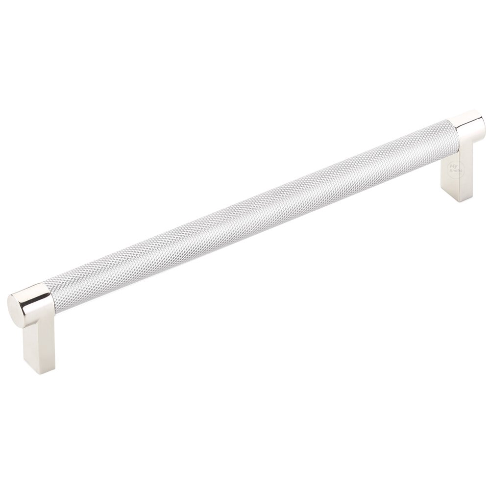 8" Centers Rectangular Stem in Polished Nickel And Knurled Bar in Polished Chrome