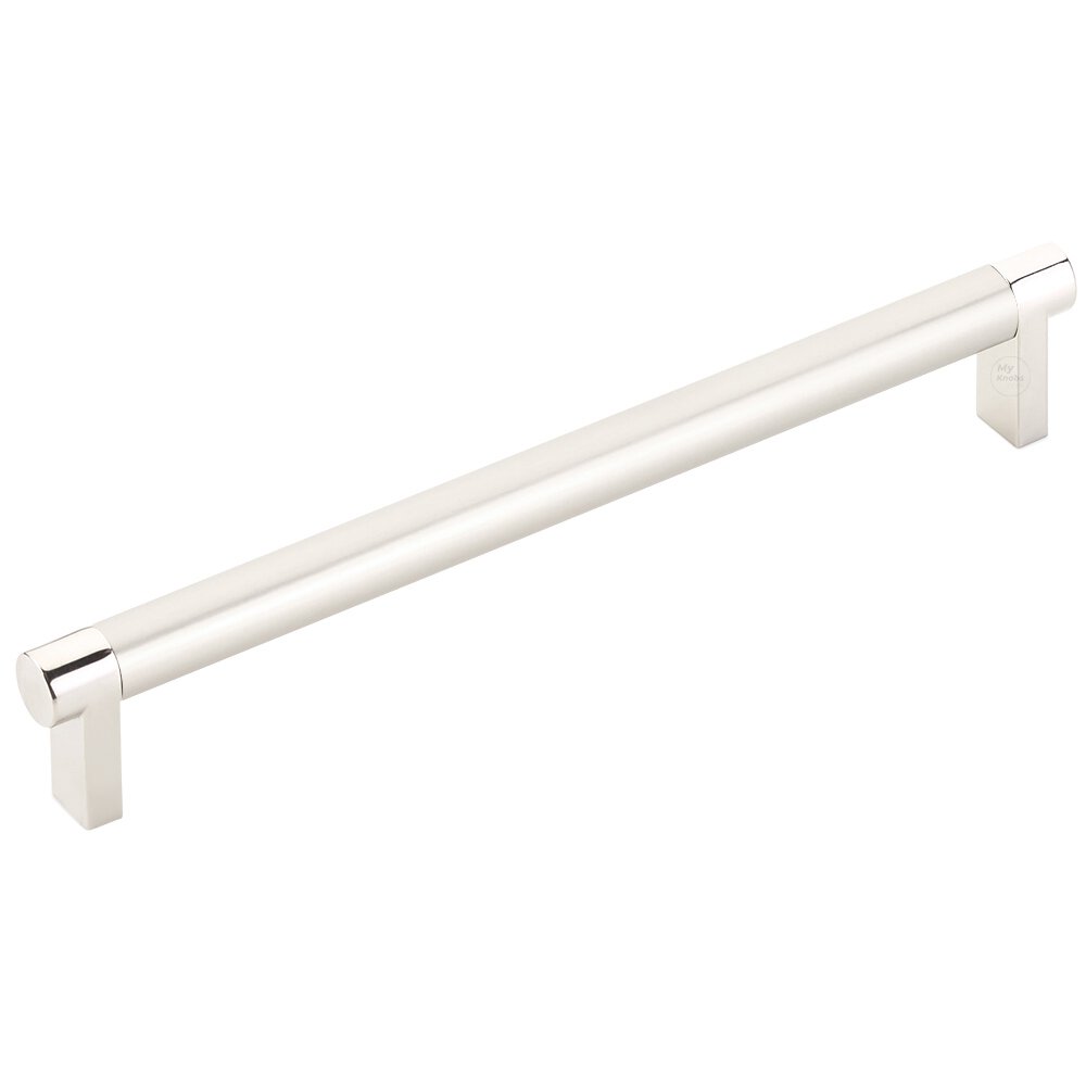 8" Centers Rectangular Stem in Polished Nickel And Smooth Bar in Satin Nickel