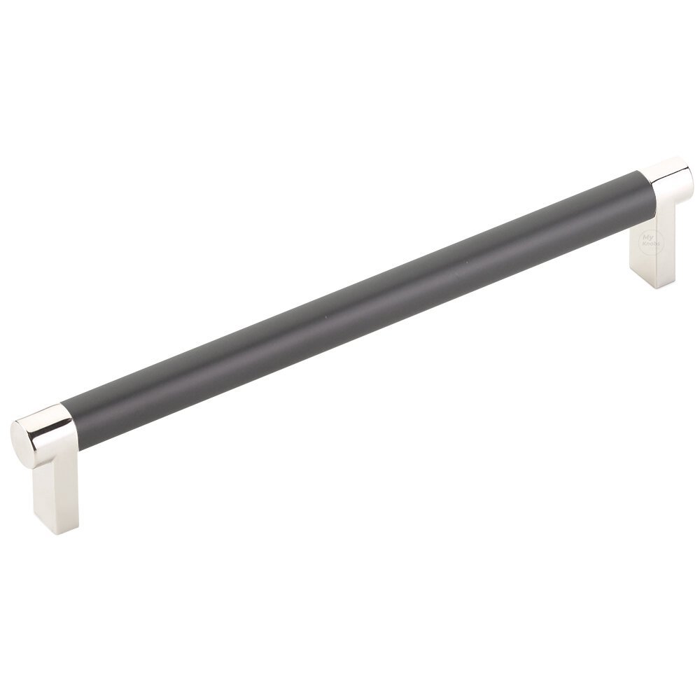 8" Centers Rectangular Stem in Polished Nickel And Smooth Bar in Flat Black