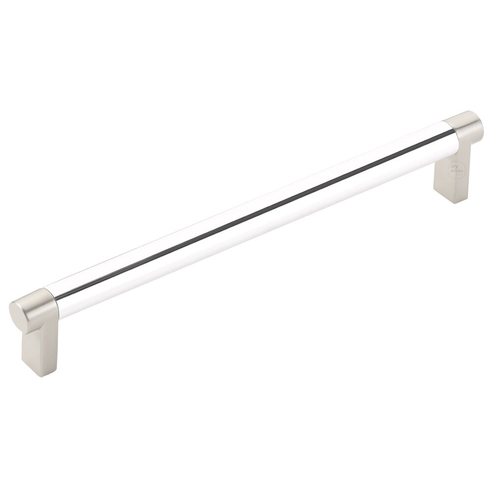 8" Centers Rectangular Stem in Satin Nickel And Smooth Bar in Polished Chrome
