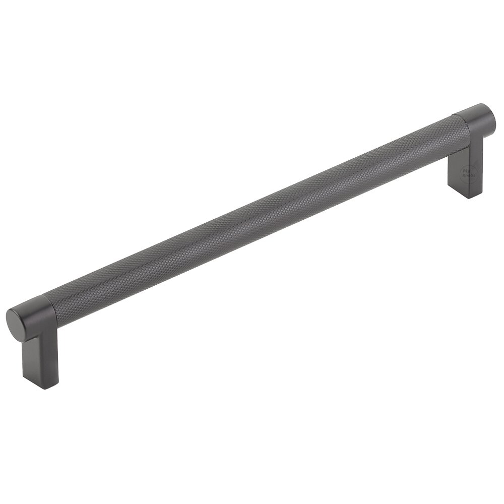 8" Centers Rectangular Stem in Flat Black And Knurled Bar in Oil Rubbed Bronze