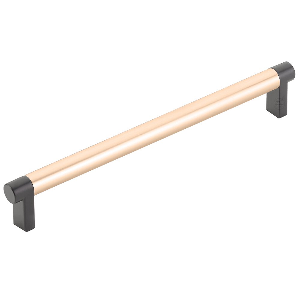 8" Centers Rectangular Stem in Flat Black And Smooth Bar in Satin Copper