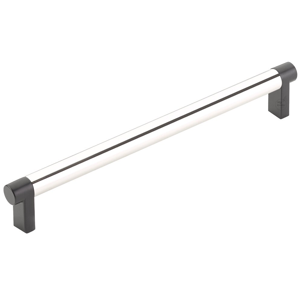 8" Centers Rectangular Stem in Flat Black And Smooth Bar in Polished Nickel