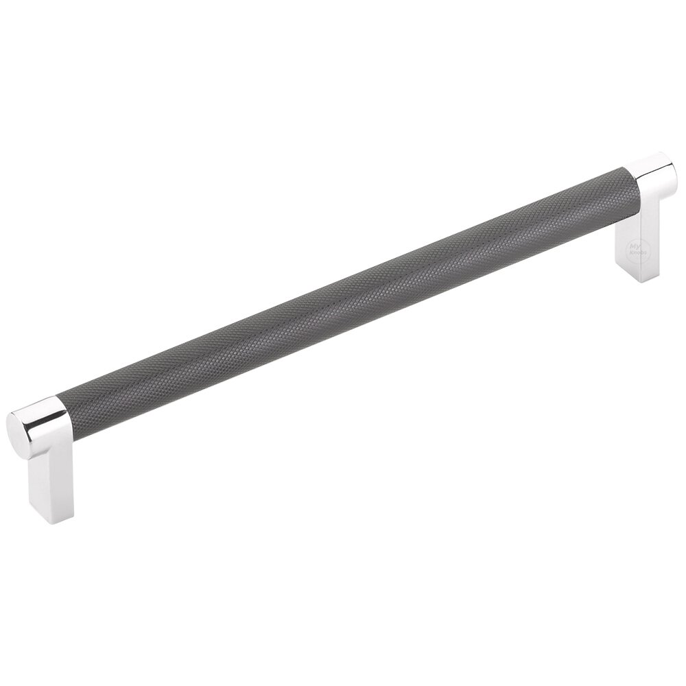 8" Centers Rectangular Stem in Polished Chrome And Knurled Bar in Oil Rubbed Bronze